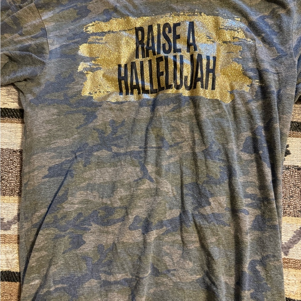 Raise A Hallelujah Gold Print Camo Tee